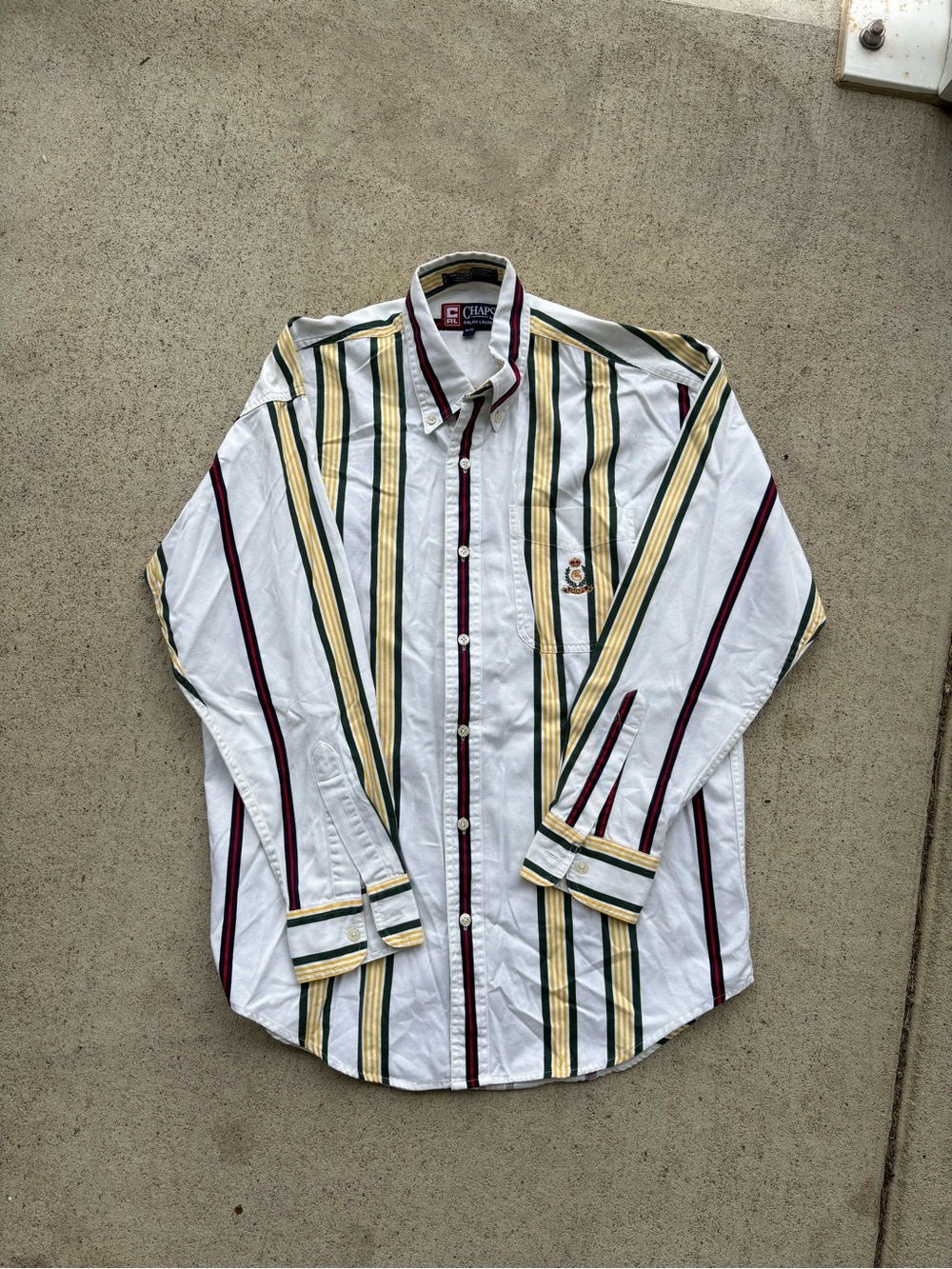Vintage 90s Chaps Ralph Lauren Multi Stripe Button Down Shirt Medium Oversized